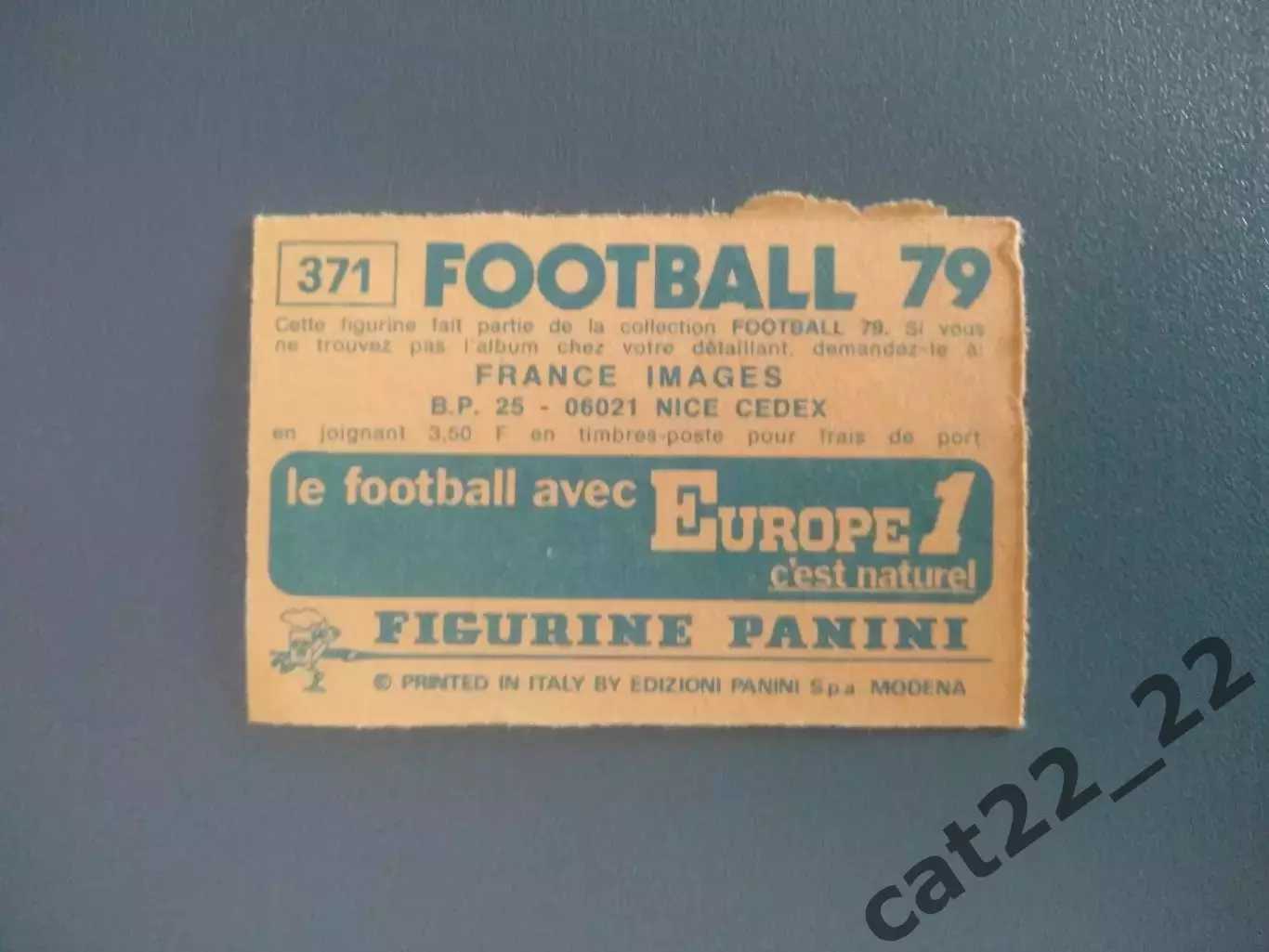 Наклейка. Панини/Panini. Чемпионат Франции. Франция 1979. № 371 1