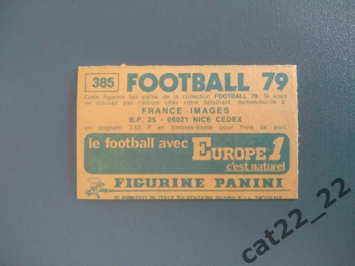 Наклейка. Панини/Panini. Чемпионат Франции. Франция 1979. № 385 1