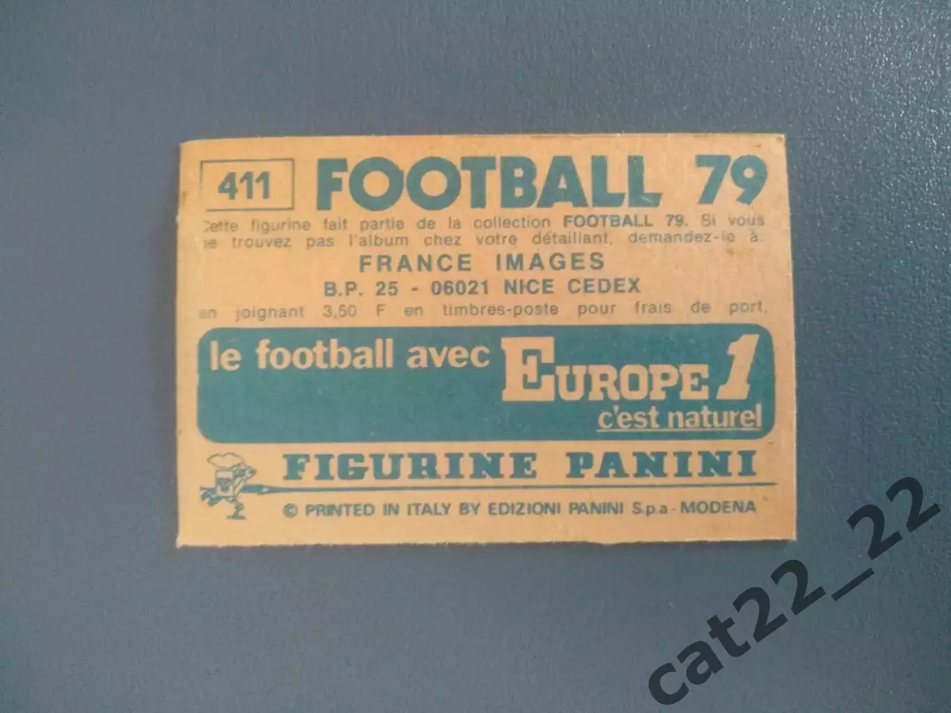 Наклейка. Панини/Panini. Чемпионат Франции. Франция 1979. № 411 1