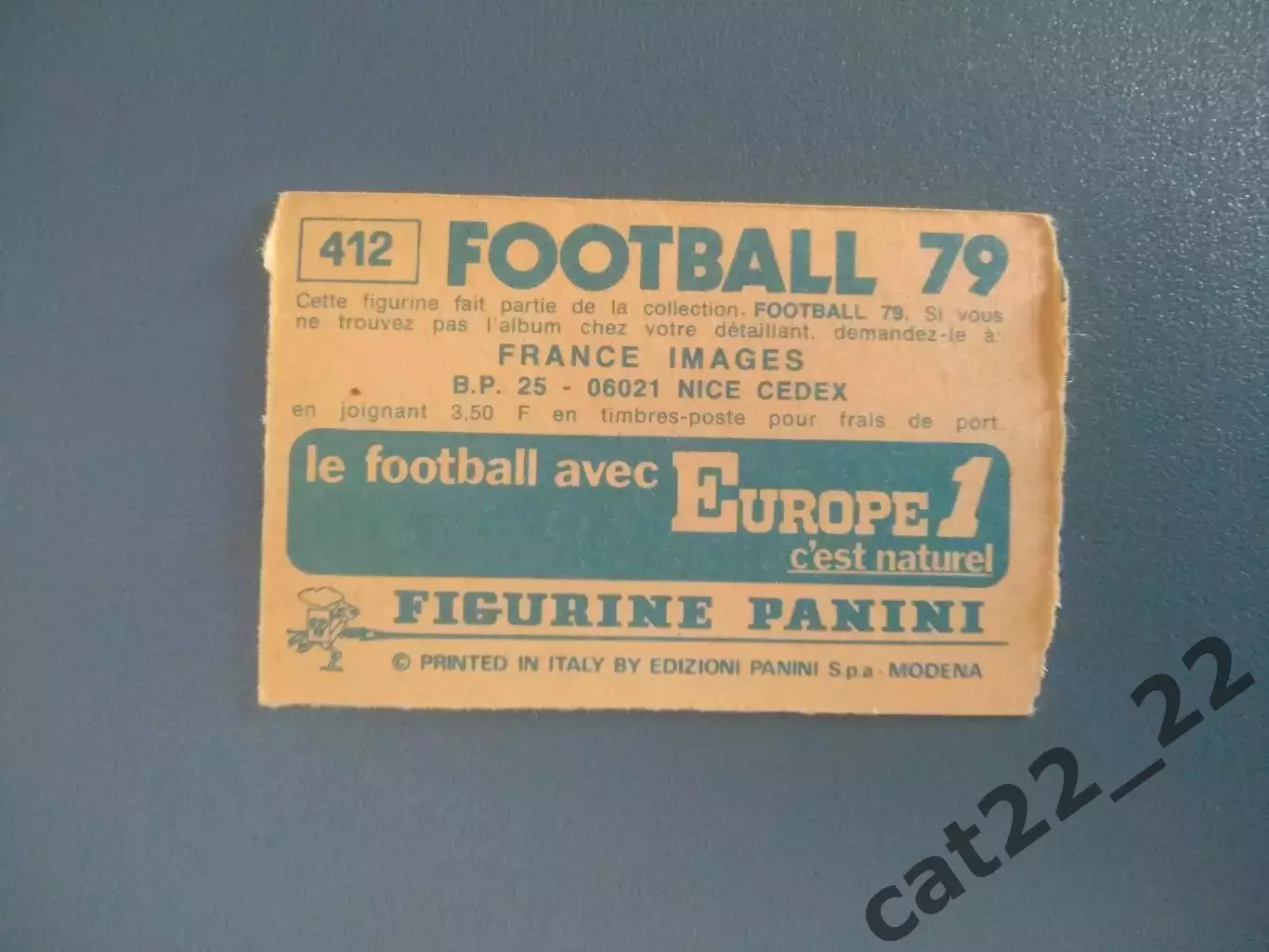 Наклейка. Панини/Panini. Чемпионат Франции. Франция 1979. № 412 1