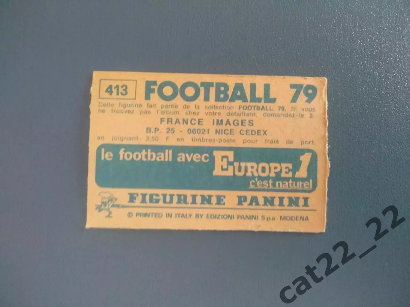 Наклейка. Панини/Panini. Чемпионат Франции. Франция 1979. № 413 1