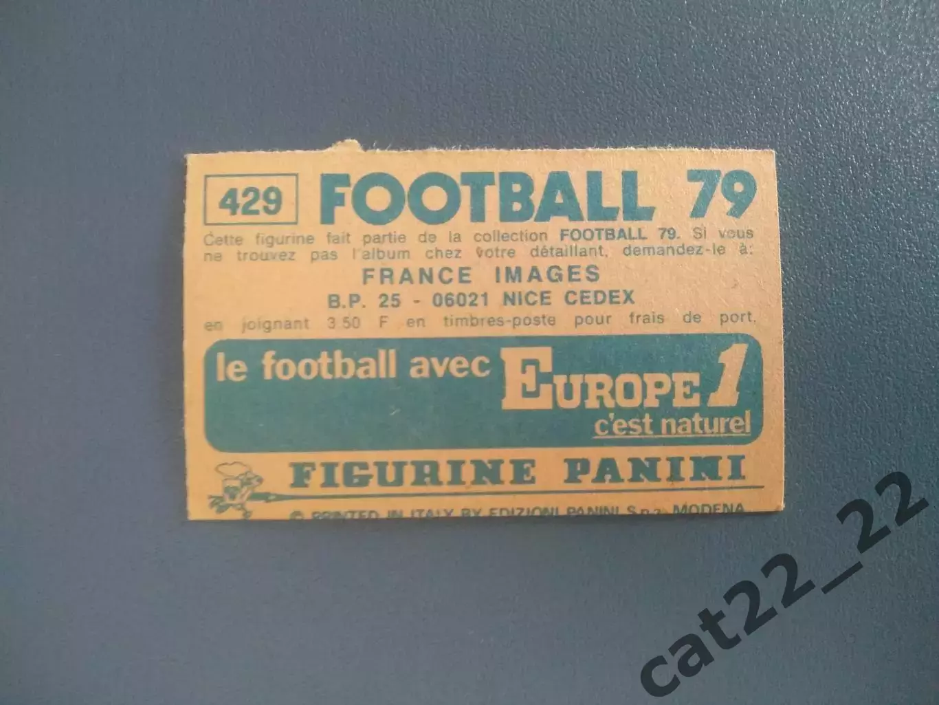 Наклейка. Панини/Panini. Чемпионат Франции. Франция 1979. № 429 1