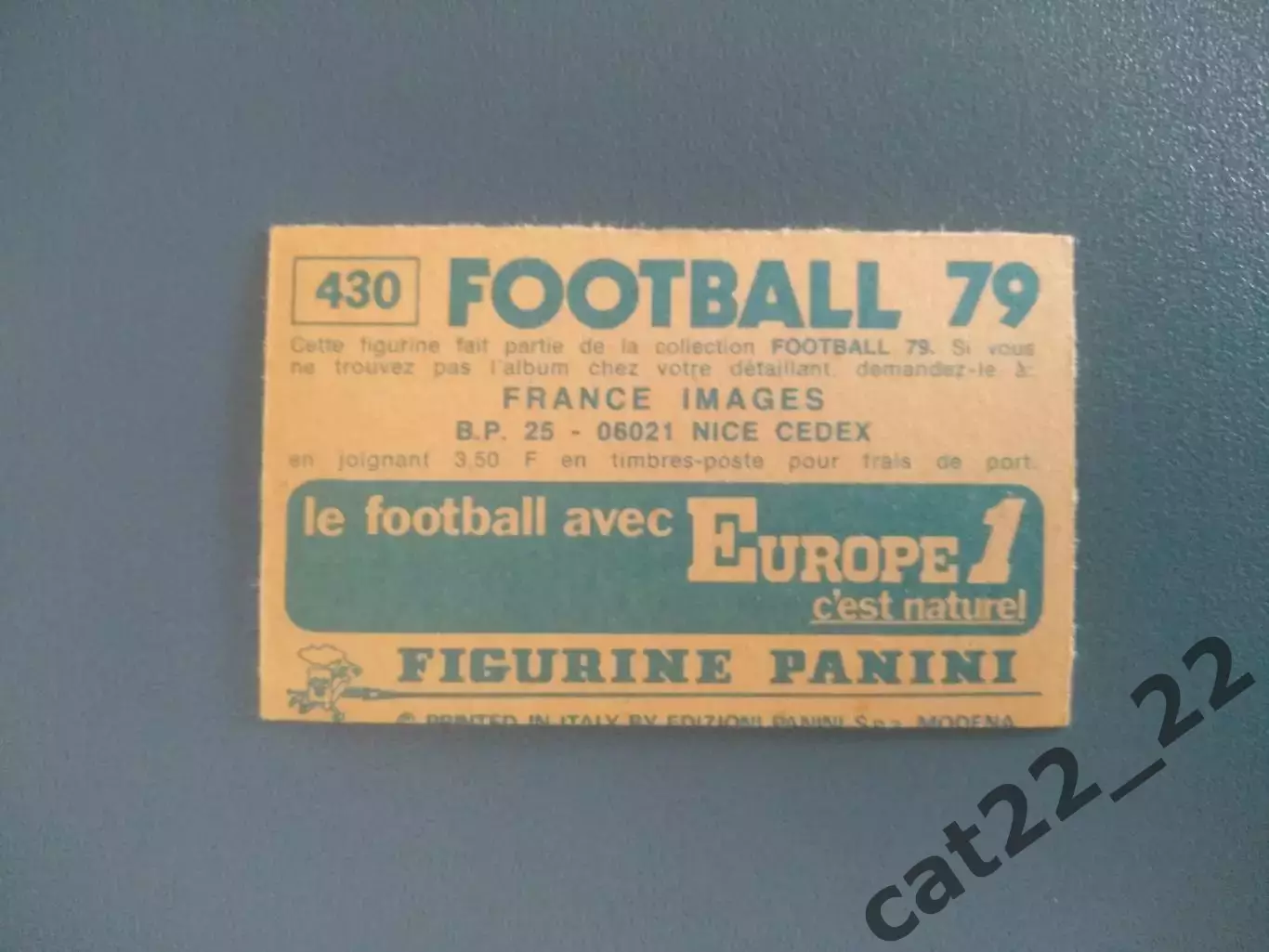 Наклейка. Панини/Panini. Чемпионат Франции. Франция 1979. № 430 1