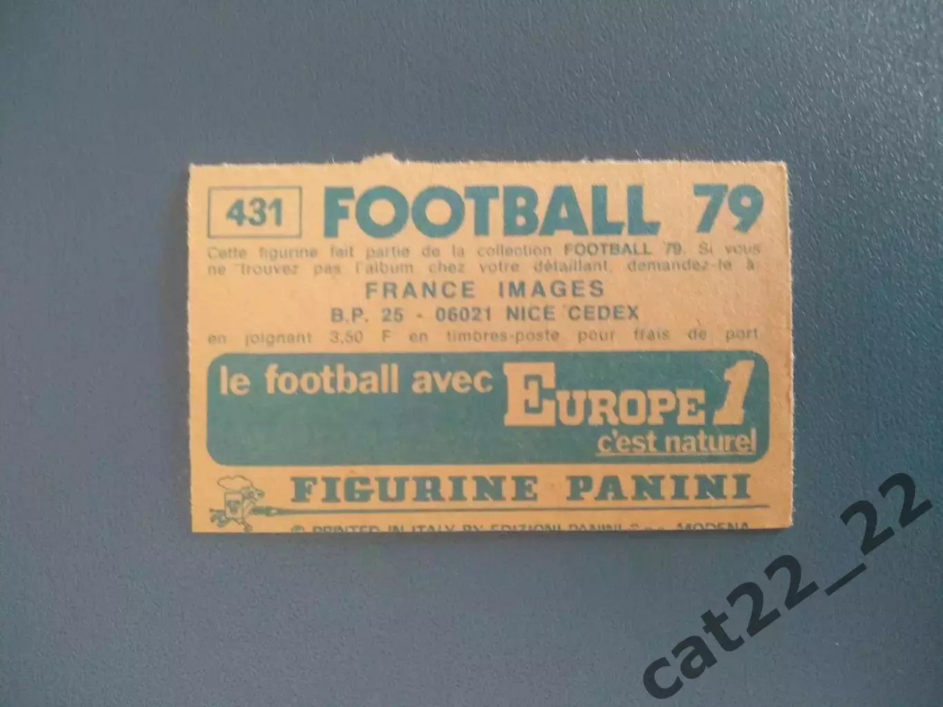 Наклейка. Панини/Panini. Чемпионат Франции. Франция 1979. № 431 1