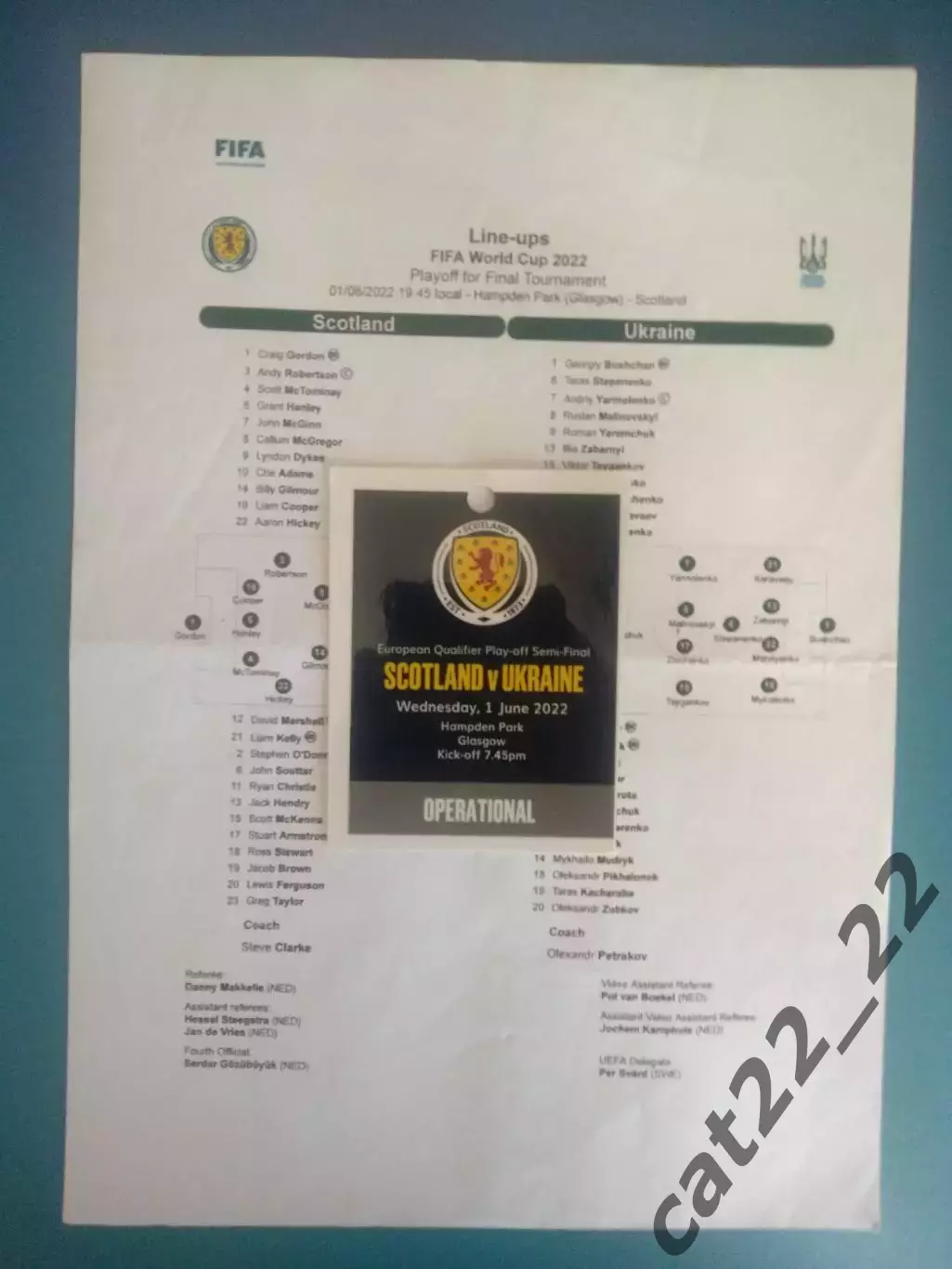 Цена за комплект! Оригинал! Шотландия - Украина 01.06.2022