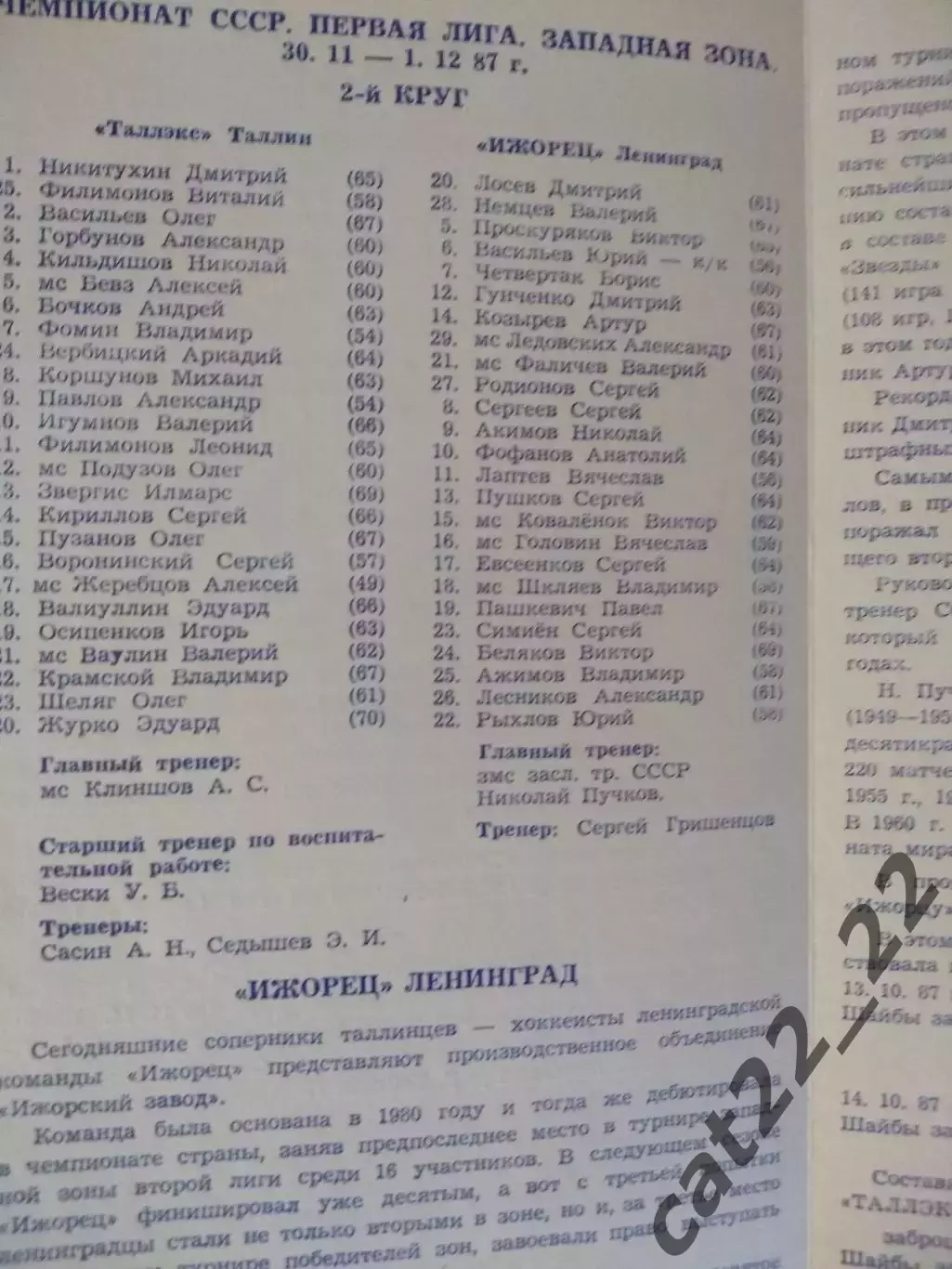 Таллэкс Таллин - Ижорец Ленинград/Санкт-Петербург СССР/Россия 1987/1988 1