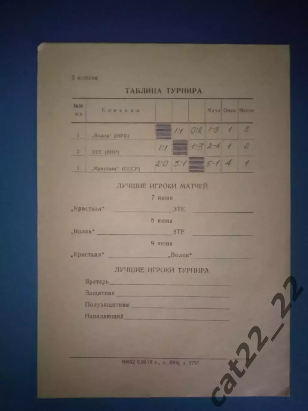 Оригинал! Не новодел! МТМ! Турнир 1978.Кристалл Херсон СССР/Украина,Болгария,ВНР 1