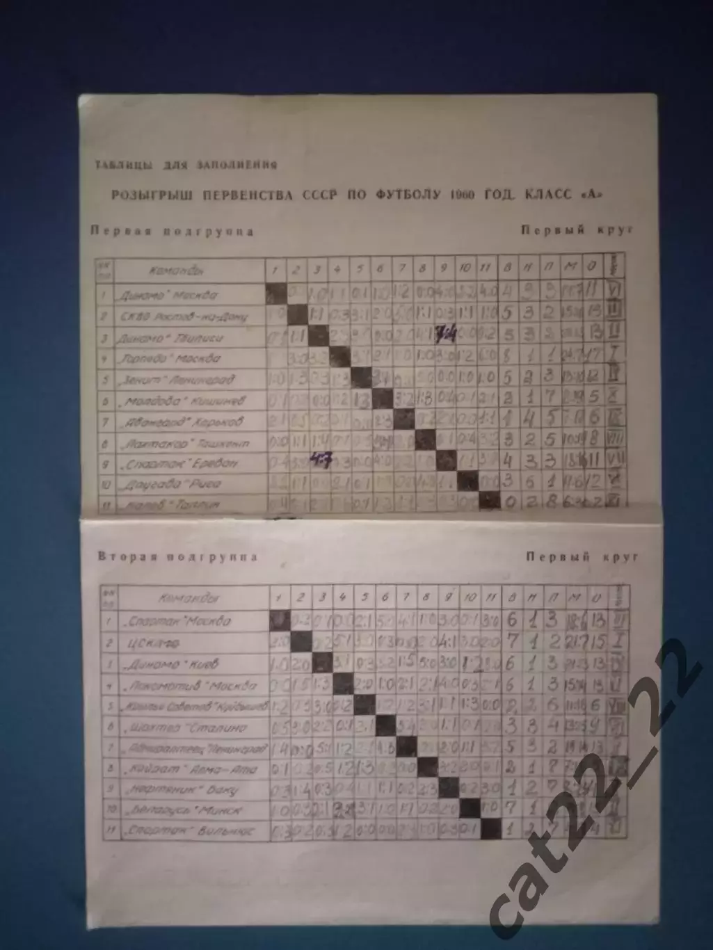 Буклет: Чемпионат СССР. Класс А. Класс Б. Первый круг. Киев СССР/Украина 1960