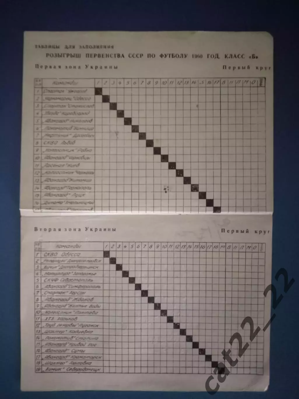 Буклет: Чемпионат СССР. Класс А. Класс Б. Первый круг. Киев СССР/Украина 1960 1