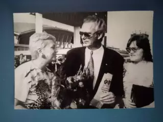 Оригинальная фотография. ЕВРО-88. В. Лобановский, жена, дочь. СССР/Украина 1988