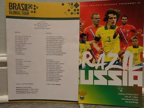 Распродажа!!!! БРАЗИЛИЯ - РОССИЯ 2013 программа + тим шит