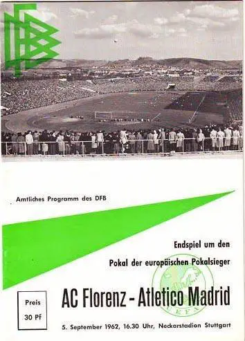 Атлетико - Фиорентина 1962 финал Штуттгарт