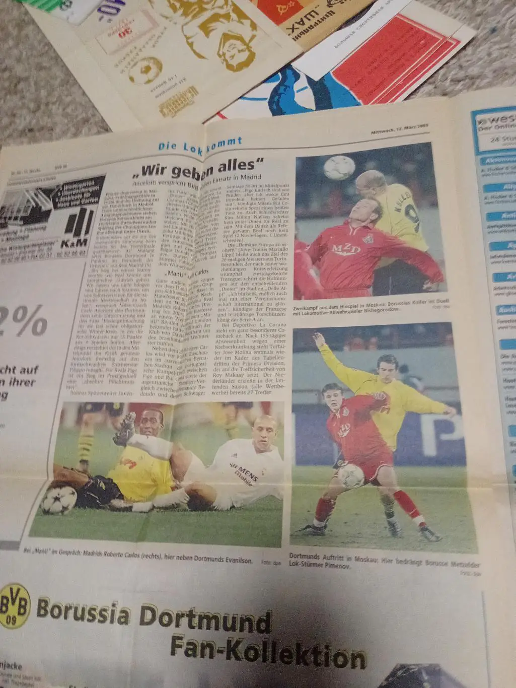 Боруссия -Локомотив 2003 матчевая газета в день матча 1