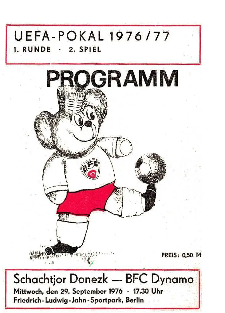 программа Динамо Берлин - Шахтер 1976