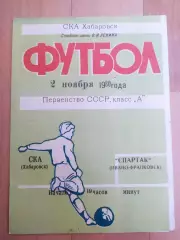 Ска(Хабаровск) - Спартак(Ивано-Франковск) . 1 лига. 02/11/1980.