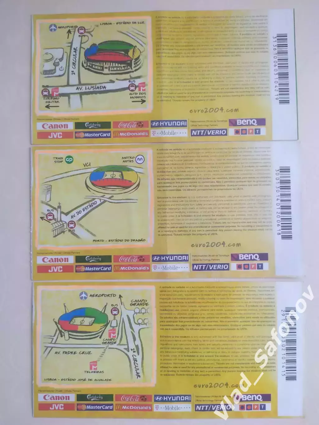 Билеты. Евро 2004. Финал и два полуфинала. Португалия, Греция, Голландия, Чехия. 1