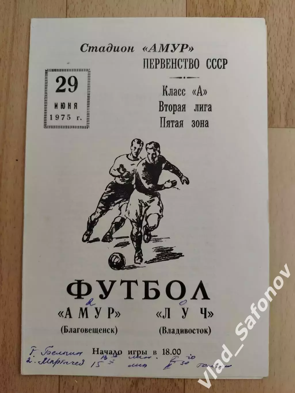 Амур(Благовещенск) - Луч(Владивосток). 2 лига. 29/06/1975.