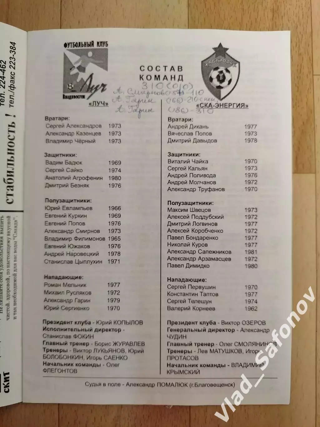 Луч(Владивосток) - Ска(Хабаровск). 2 лига. 11/09/2000. 1