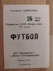 Луч(Владивосток) - Восток(Усть-Каменогорск). 2 лига. 26/05/1977.