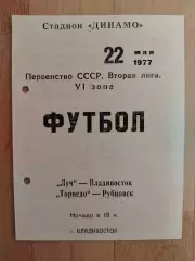 Луч(Владивосток) - Торпедо(Рубцовск). 2 лига. 22/05/1977.