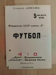 Луч(Владивосток) - Уралец(Нижний Тагил). 2 лига. 05/08/1976.