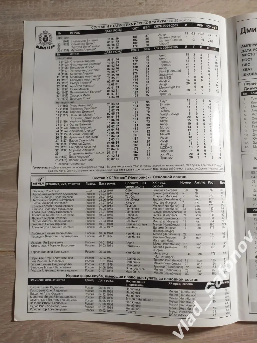 Амур(Хабаровск) - Мечел(Челябинск). Высшая лига. 3-4/12/2005 1