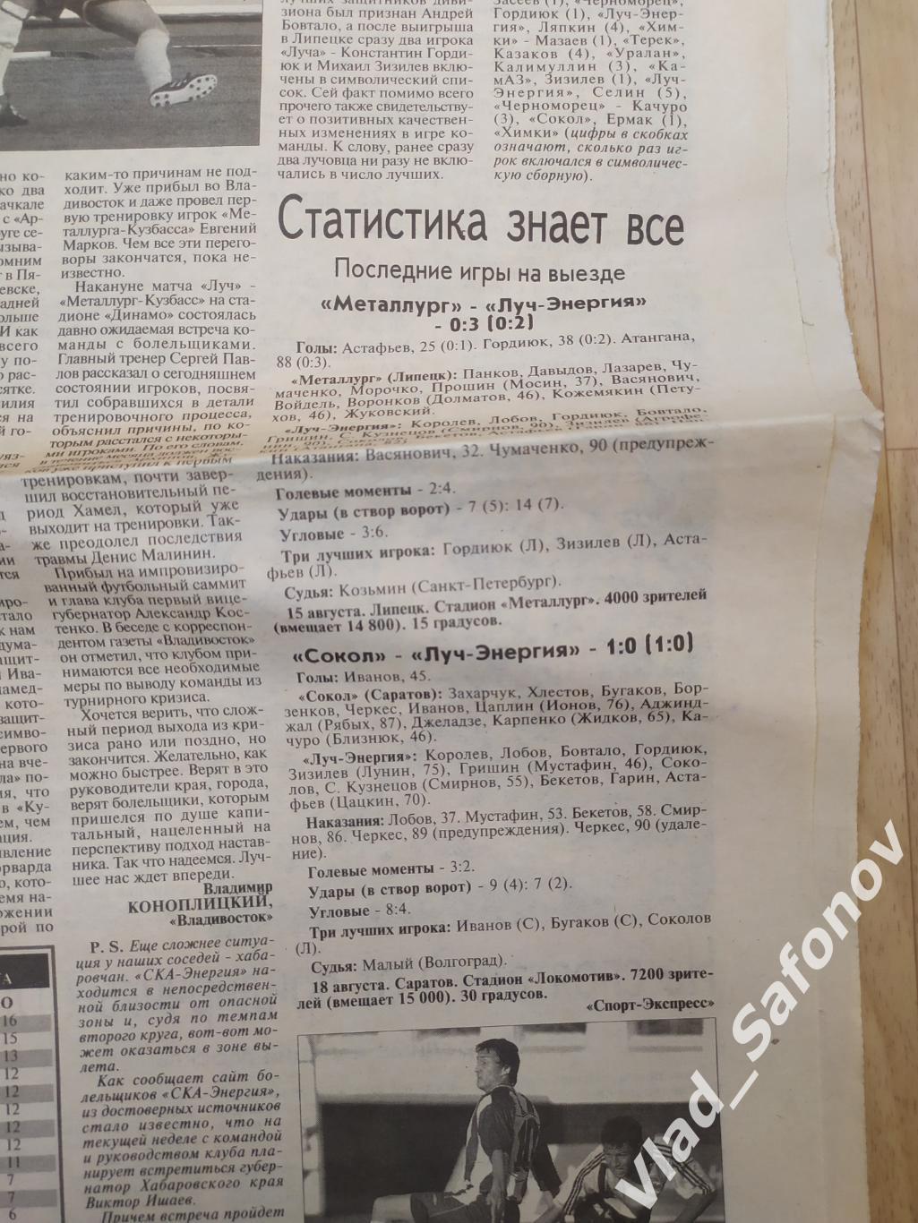 Газета. Луч(Владивосток) - Металлург(Новокузнецк) превью. 2004. 2