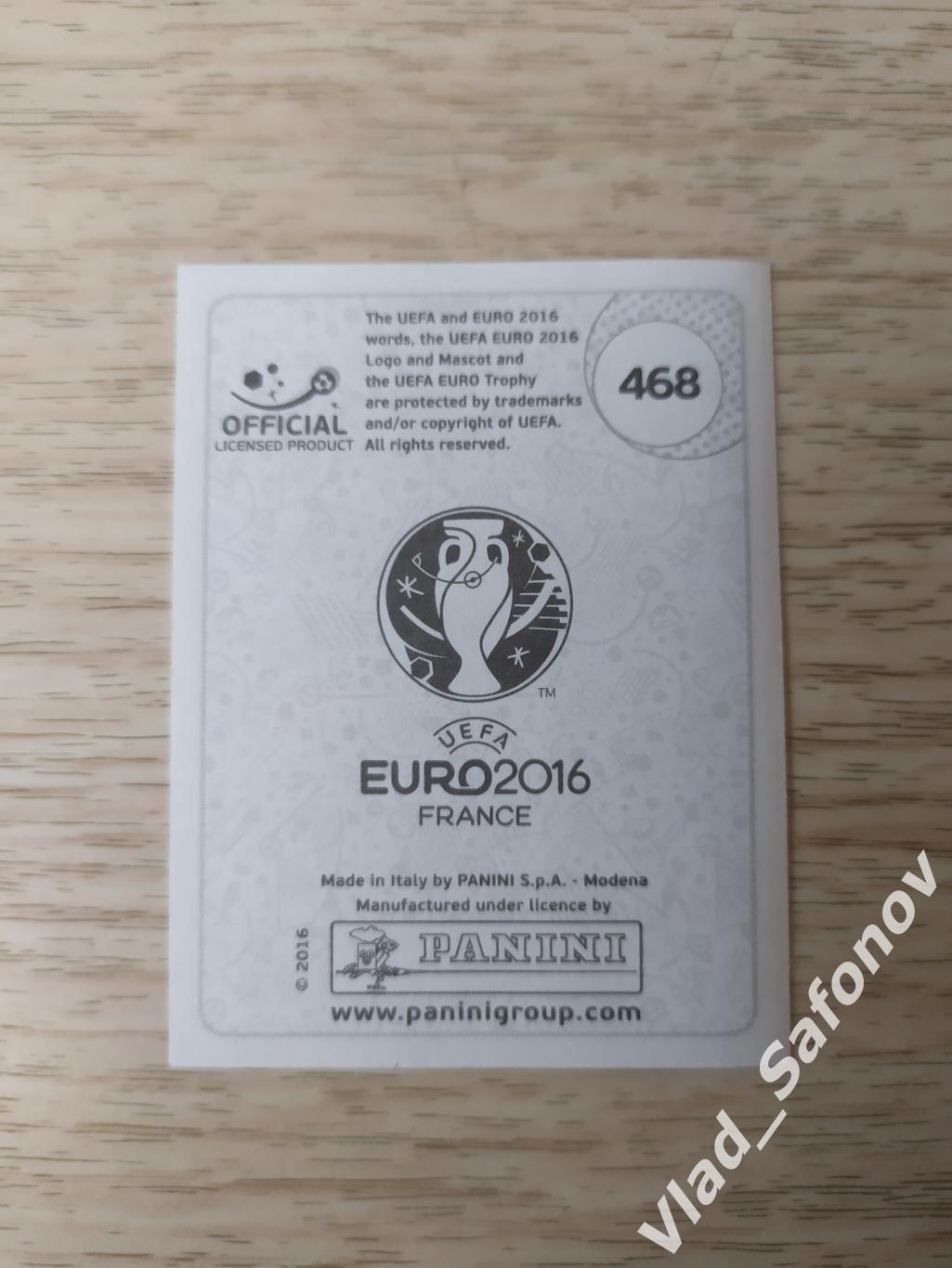 Наклейка Panini. Томас Вермален. Евро 2016. 1