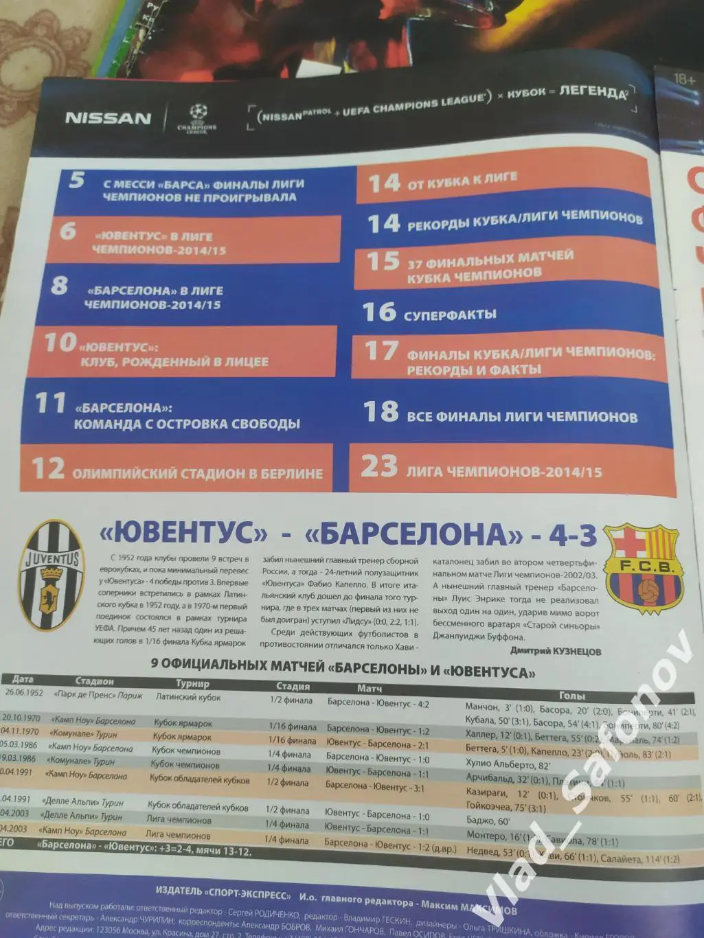 Журнал. Спорт экспресс, спецвыпуск. Путь к финалу лиги чемпионов 2014/2015. 1