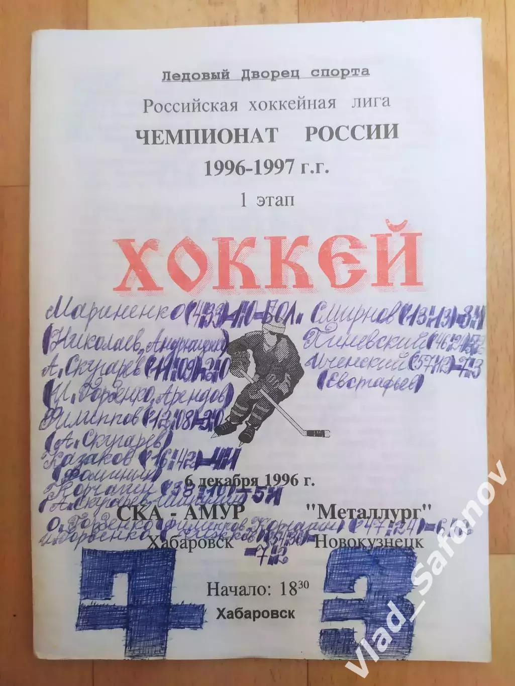 Ска-Амур(Хабаровск) - Металлург(Новокузнецк). РХЛ, 1 этап. 06/12/1996.