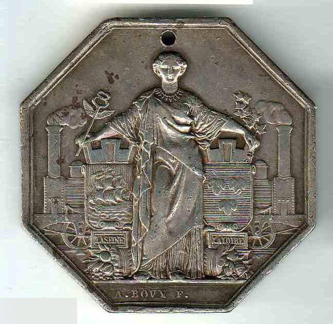 Медаль, ЖД, Железная Дорога, из Парижа в Орлеан, Париж, Орлеан, Серебро, 1838 год, 36х36 мм.