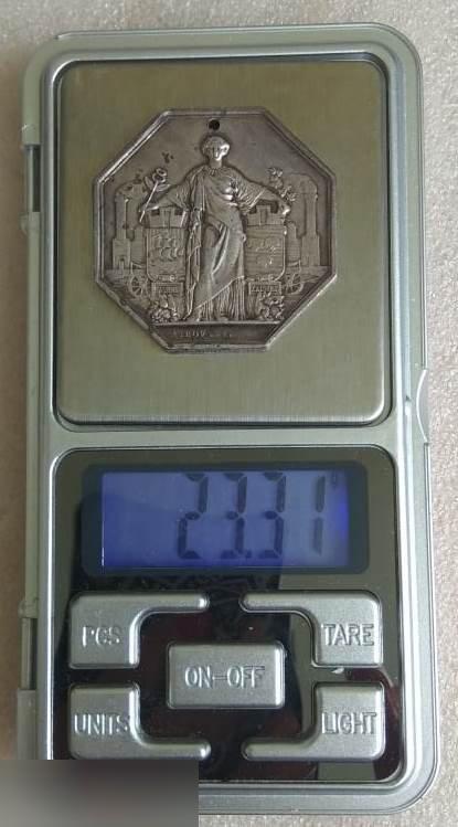 Медаль, ЖД, Железная Дорога, из Парижа в Орлеан, Париж, Орлеан, Серебро, 1838 год, 36х36 мм. 2