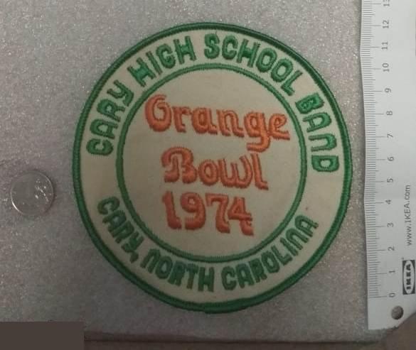 Нашивка, Спорт, Группа Средней Школы,Американский Футбол,Orange Bowl,Кэри,Северная Каролина,США,1974