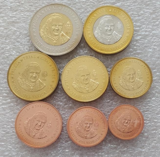 Монета, Набор Монет, Евро, Европа, Ватикан, Пробные Евро 2008 год 8 шт Лот № 3