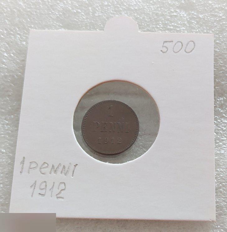 Монета, Финляндия, 1 Пенни, Pennia, 1912 год, Монета для Финляндии в Составе Российской Империи Клуб