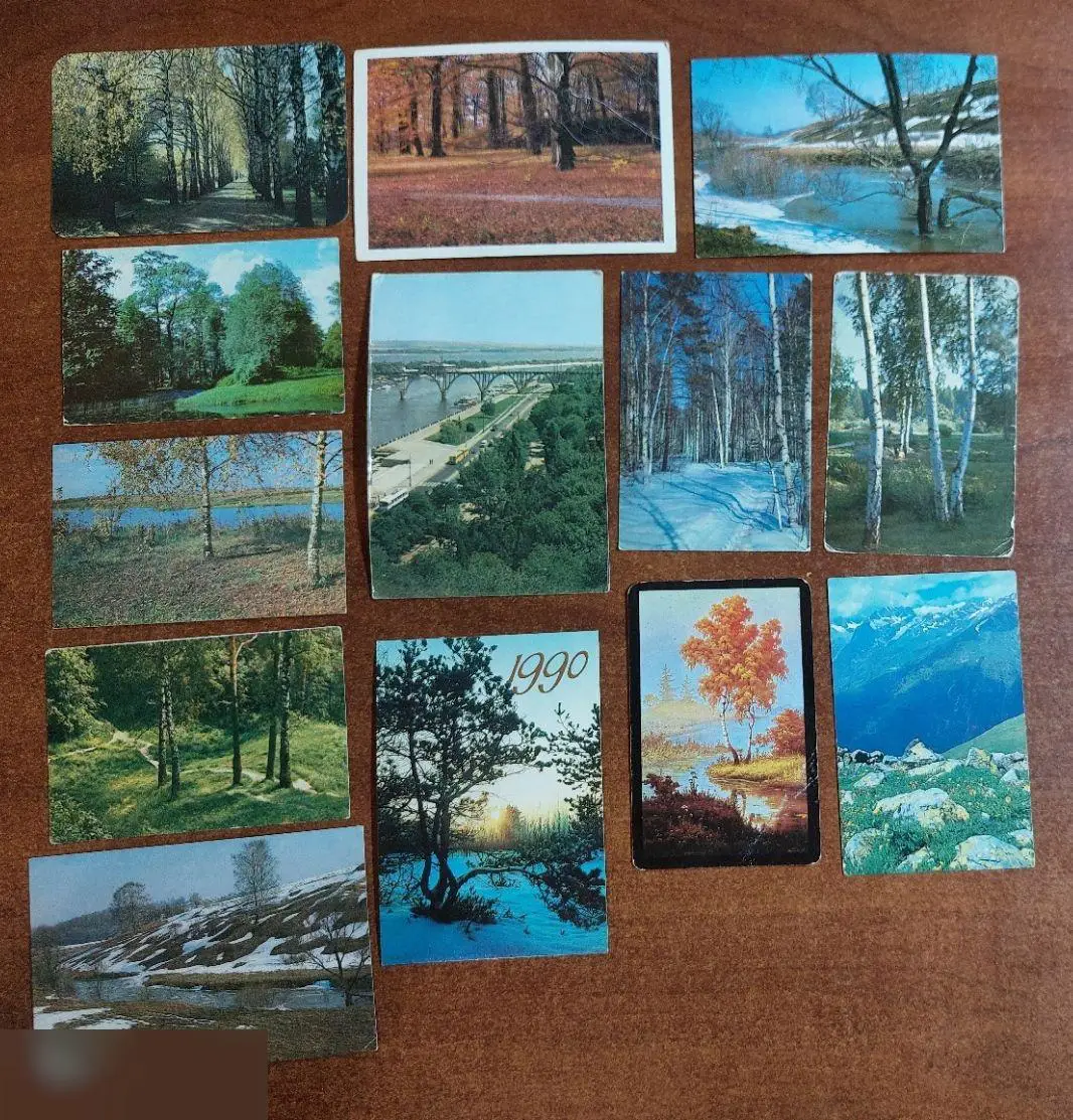 Календарик, Карманный Календарь, Природа, Зима, Весна, Осень, Лето, Набор, 13 шт