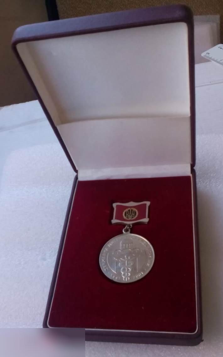 Медаль, Таможня, За безупречную Службу, Украина, Серебро, ф35мм, вес=30,34 грамма с колодкой