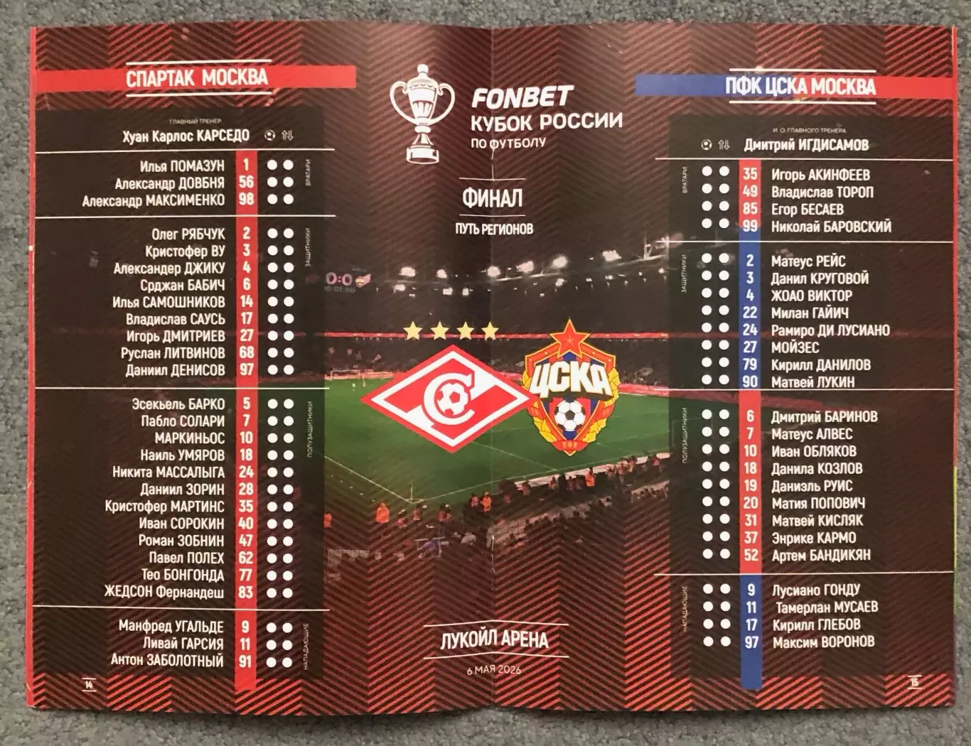 Спартак Москва - ЦСКА, 06.05.2026, Кубок 3