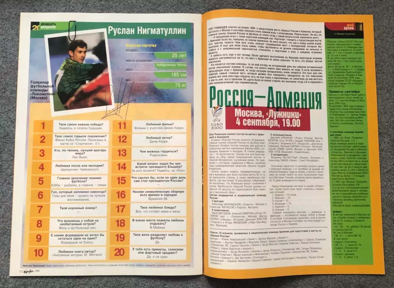 Журнал Мой Футбол номер 2 1999 год 7