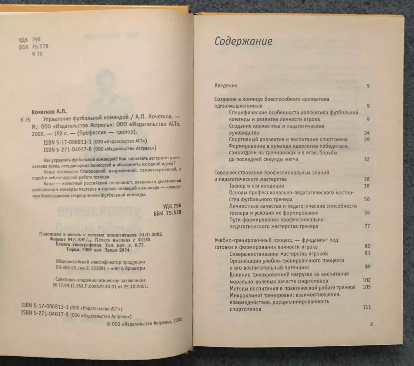 А.П.Кочетков, Управление Футбольной Командой, Профессия - Тренер, 2002 год 3