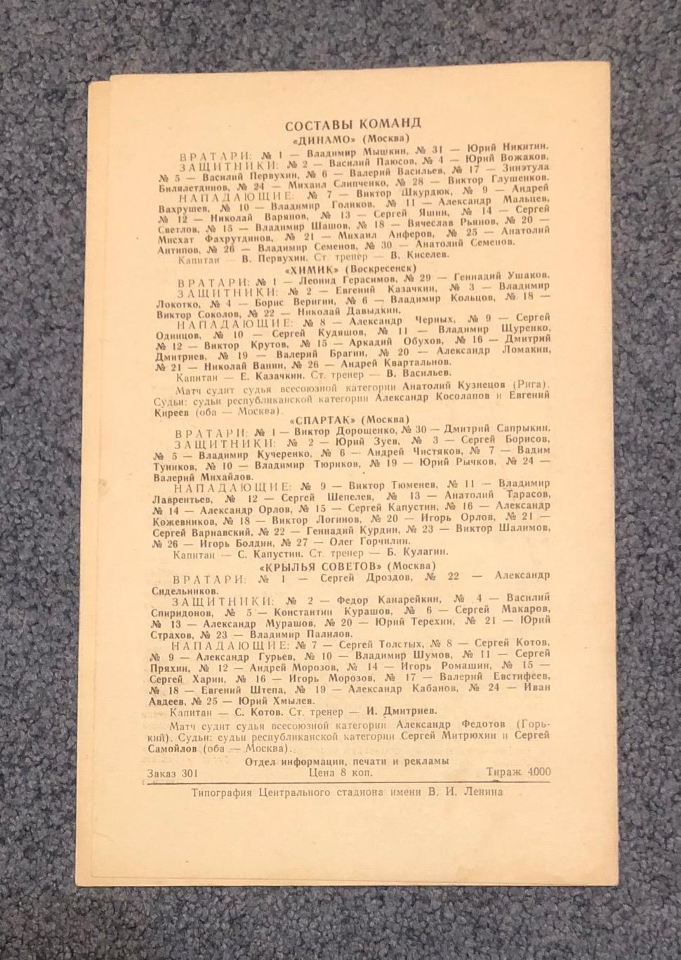 Динамо Москва - Химик Воскресенск, Спартак Москва - Крылья Советов,15/16.03.1983 1