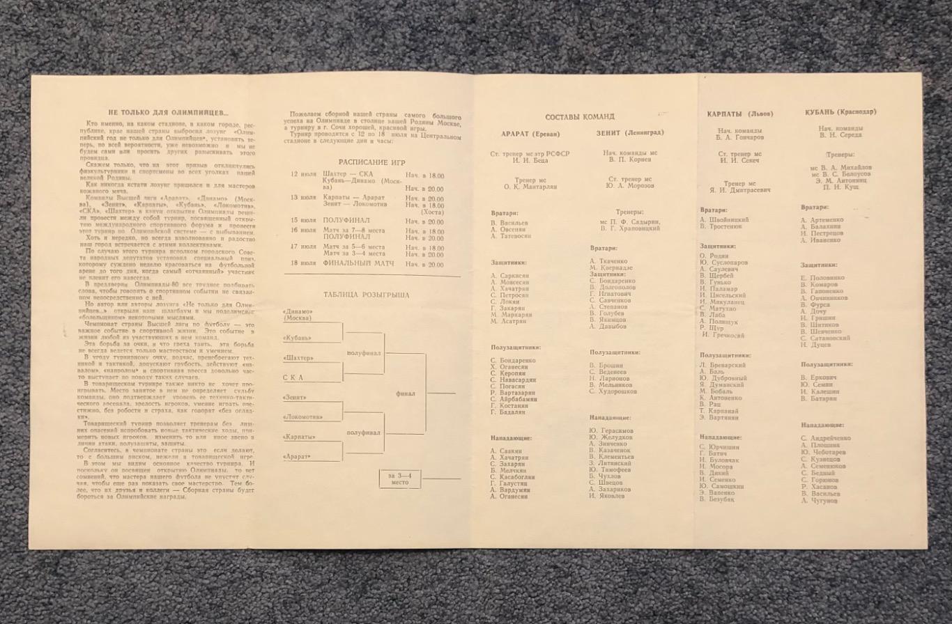 Турнир на Приз Сочинского горисполкома. Сочи. 12 - 18 июля 1980 года 3