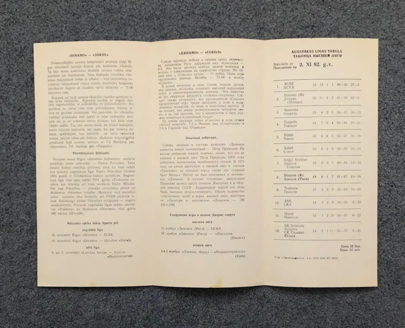 Динамо Рига - Сокол Киев, 02.11.1982 2