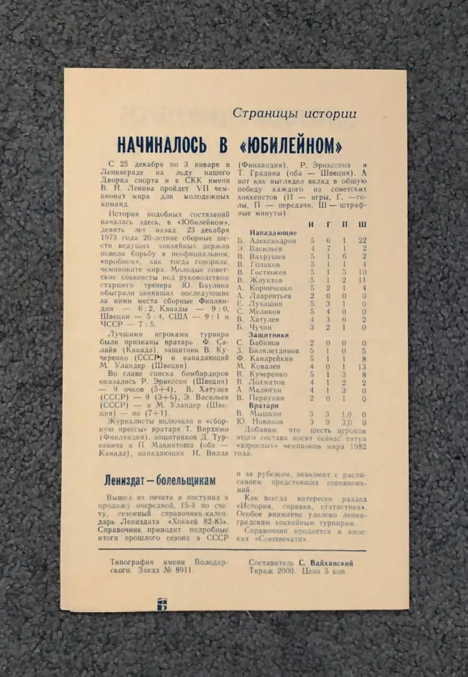 СКА Ленинград - Сокол Киев, 30.09.1982 1