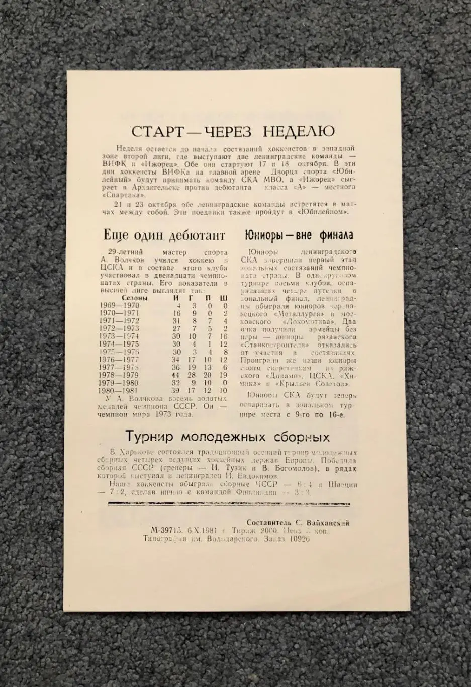 СКА Ленинград - Сокол Киев, 10.10.1981 1