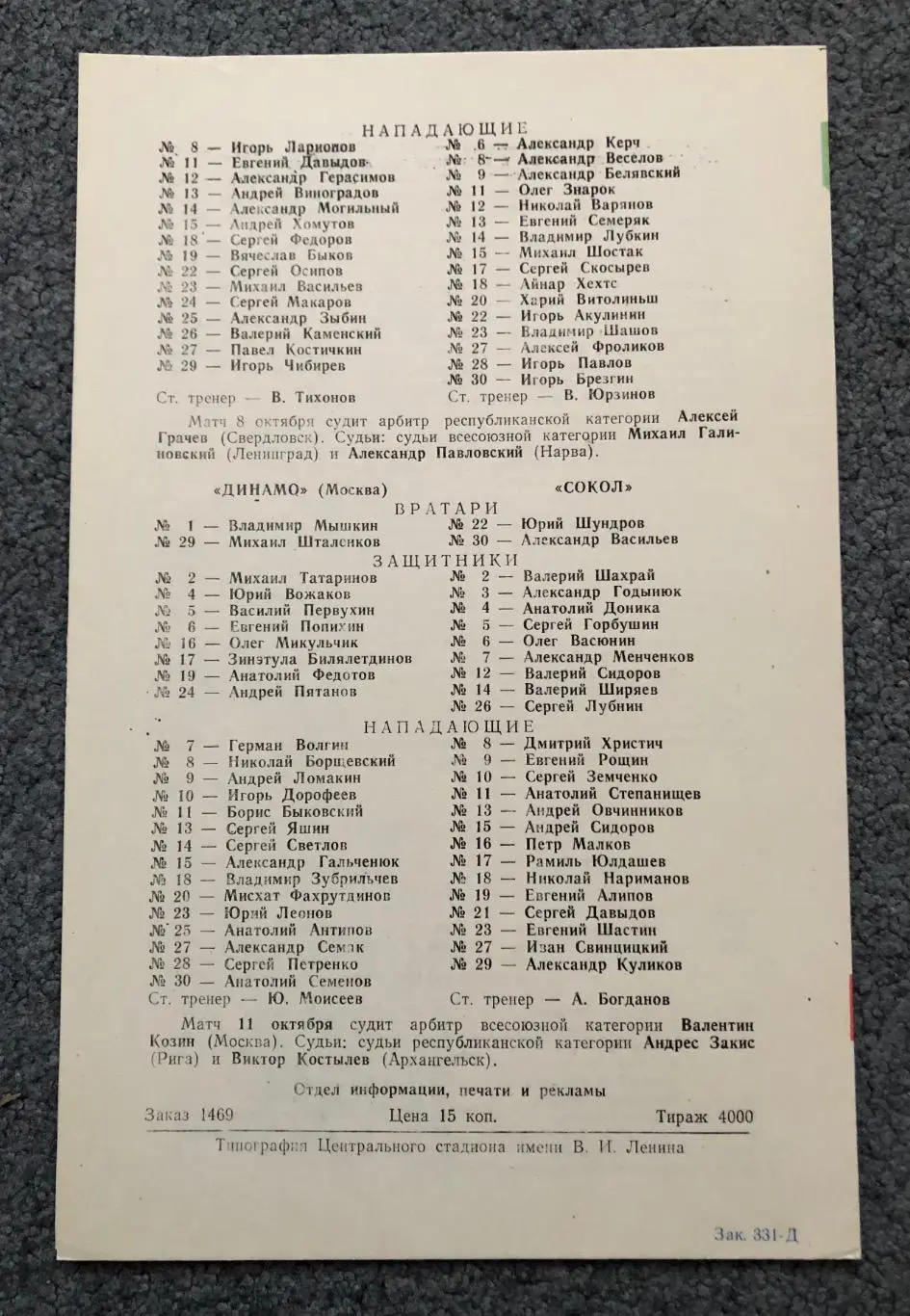 ЦСКА - Динамо Рига, Динамо Москва - Сокол Киев, 8 и 11.10.1987 1