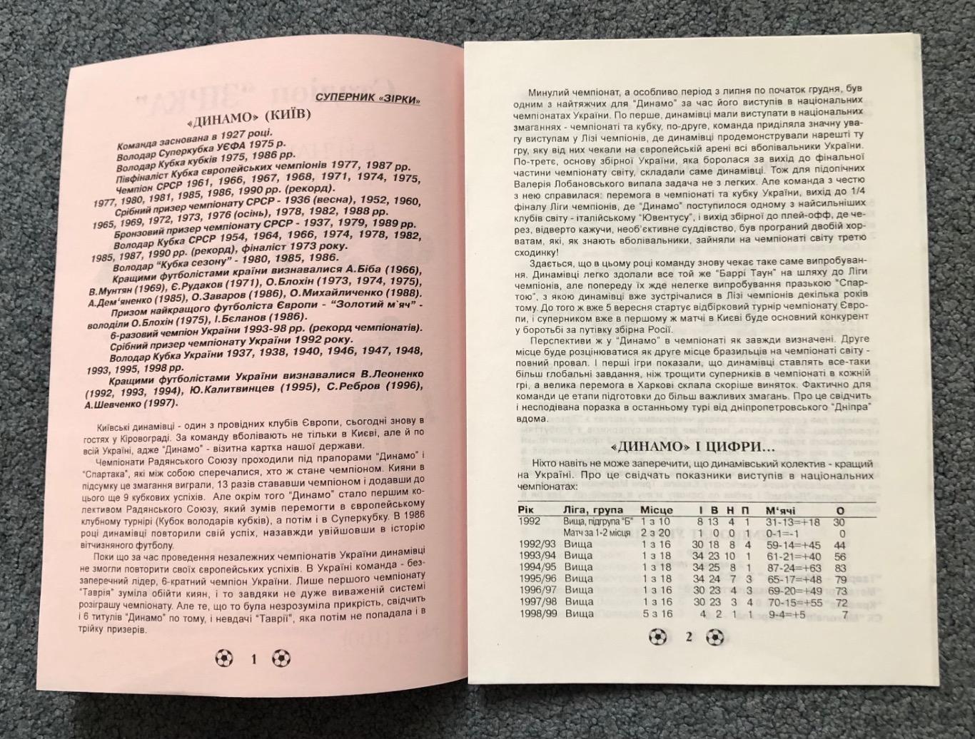 Звезда Кировоград - Динамо Киев, 06.08.1998 1