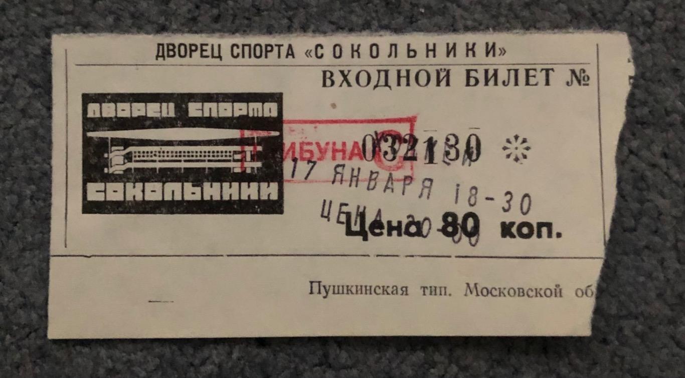 Билет Спартак Москва - Витязь Чехов, 17.01.2000