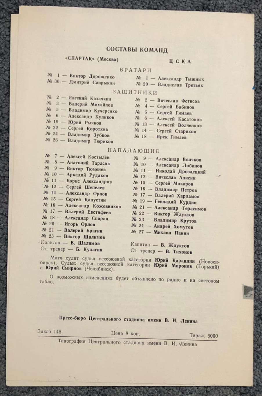 Спартак Москва - ЦСКА, 12.02.1981 1