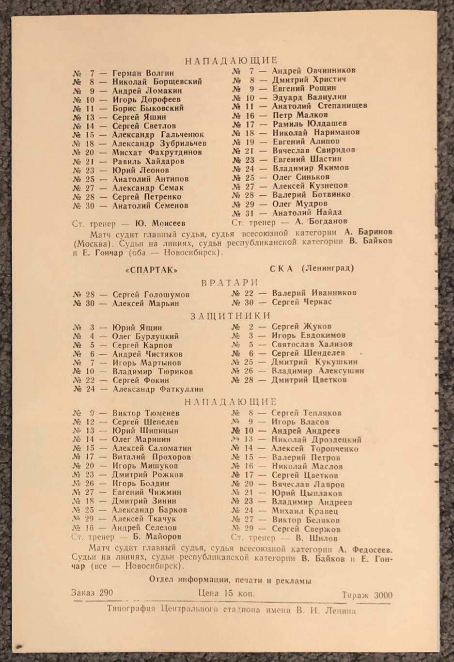 Динамо Москва - Сокол, Спартак Москва - СКА Ленинград, 01 и 02.03.1989 2